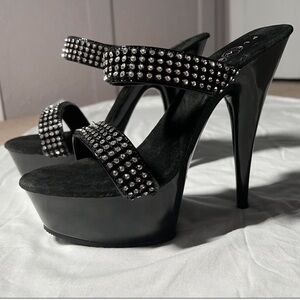 Pleaser Black Studded Platform Heels
